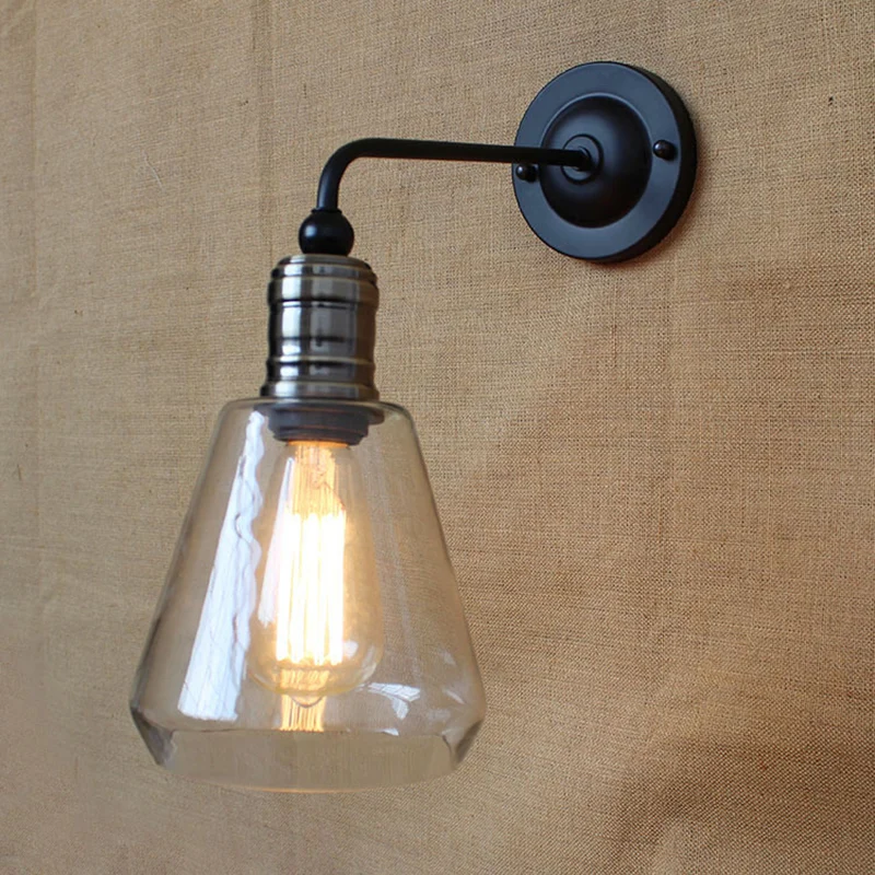 Amerikaanse vintage stijl wandlamp Eenvoud 1 licht schanslicht glazen kap Clearhalo