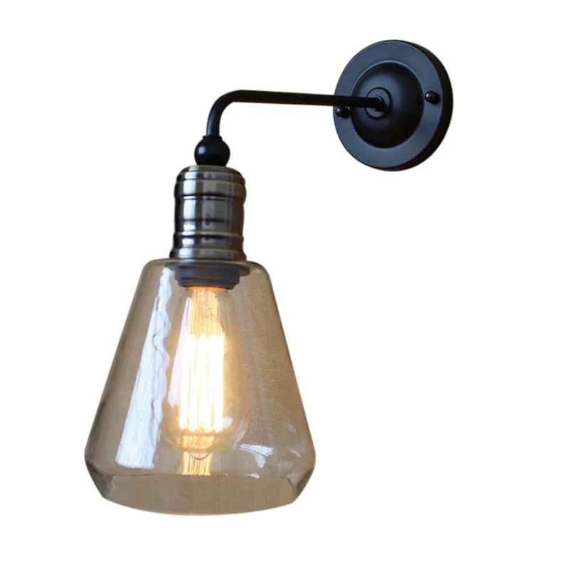 Amerikaanse vintage stijl wandlamp Eenvoud 1 licht schanslicht glazen kap Clearhalo