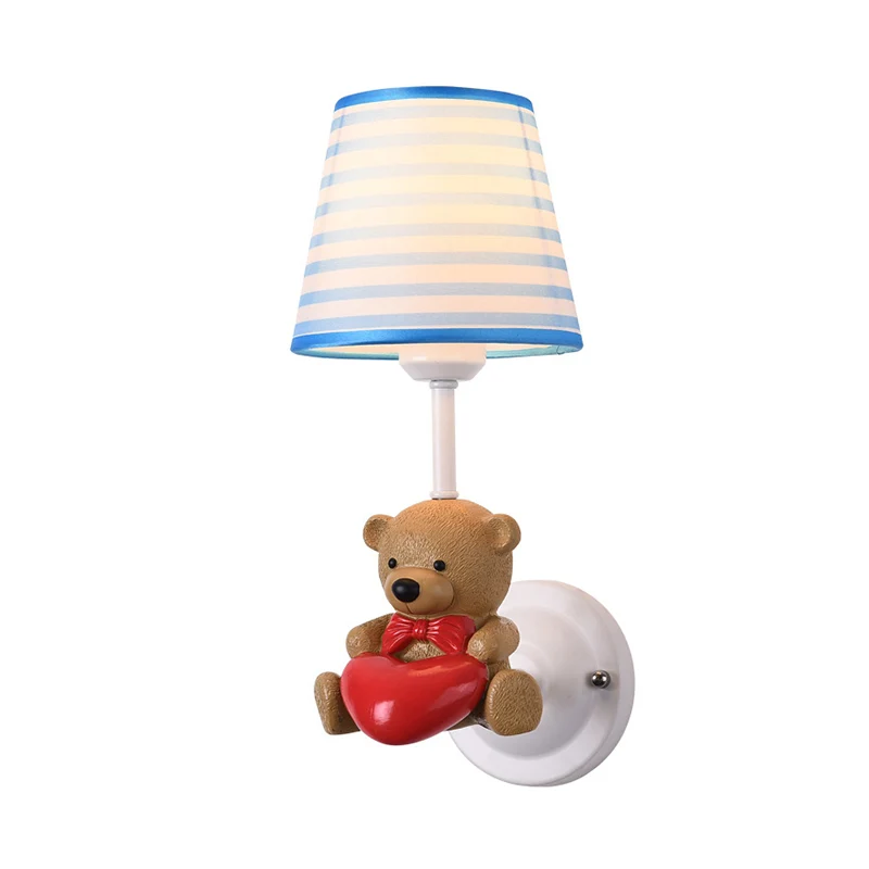 Animal Kids nachtkastje wandmontage licht hars enkele cartoon wandlamp met Empire schaduw roze Clearhalo