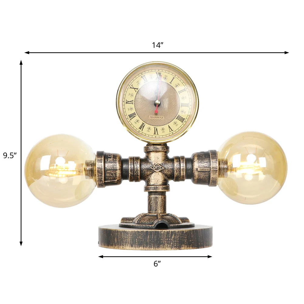 Antiek zilver/brons globe schaduw taakverlichting industriële helder/amber glas 2-lichts woonkamer schanslamp Clearhalo