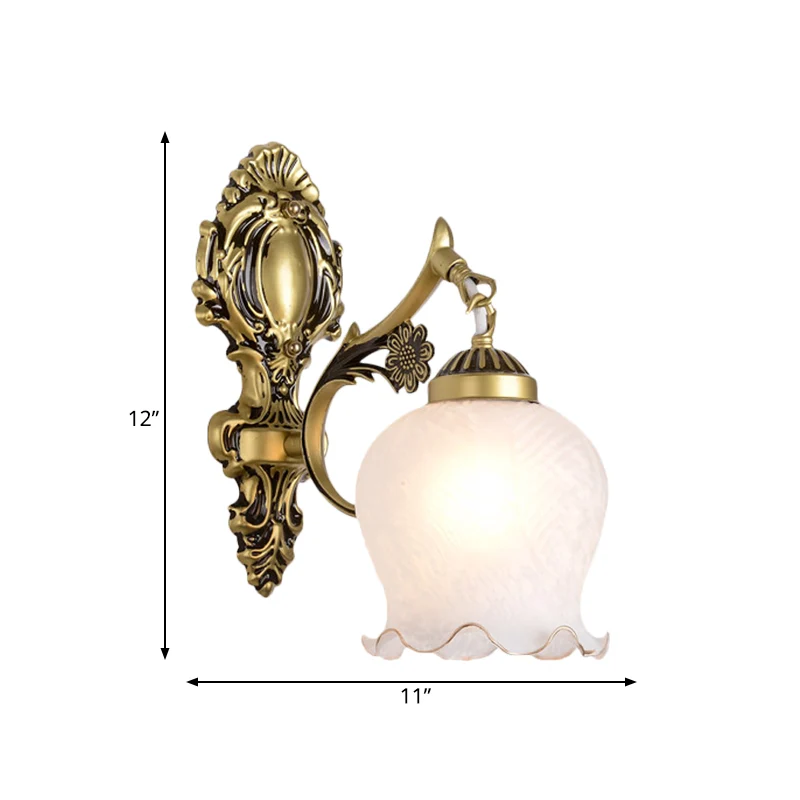 Antieke bloem wandmontage verlichting 1/2-koppige opaal glazen wandlamp brons voor slaapkamer Clearhalo