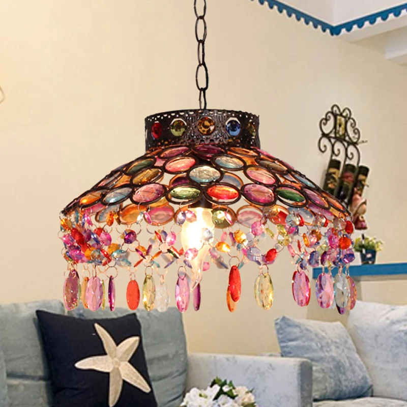 Antieke Bowl Drop Lamp 1 Kop Metalen Hangende Hanglamp Roest voor Woonkamer Clearhalo