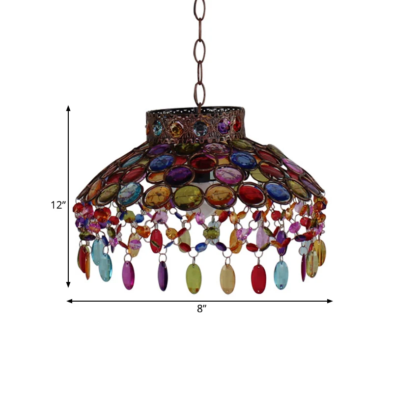 Antieke Bowl Drop Lamp 1 Kop Metalen Hangende Hanglamp Roest voor Woonkamer Clearhalo