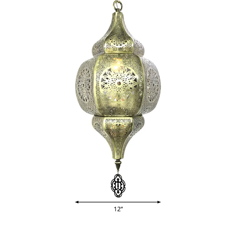 Antieke kalebas hanglamp 1 kop metalen hangende hanglamp messing voor restaurant Clearhalo