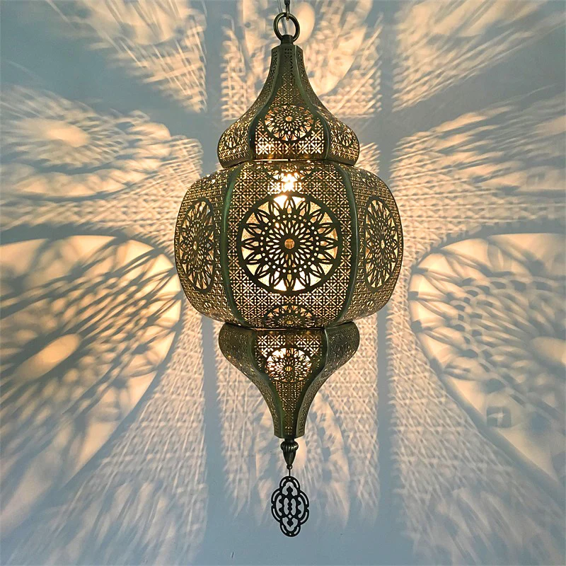 Antieke kalebas hanglamp 1 kop metalen hangende hanglamp messing voor restaurant Clearhalo