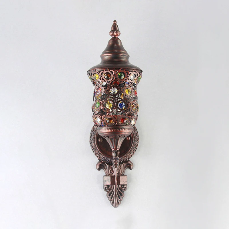 Antieke koperen urn schans licht Boheems metaal 1 lamp slaapkamer wandmontage verlichting Clearhalo