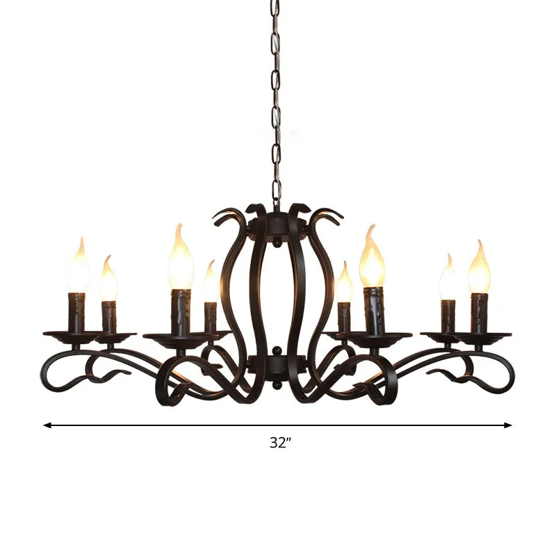 Antieke Starburst kroonluchter verlichting 5/6/8 lampen metaal zwarte afwerking hangende hanglamp voor woonkamer Clearhalo