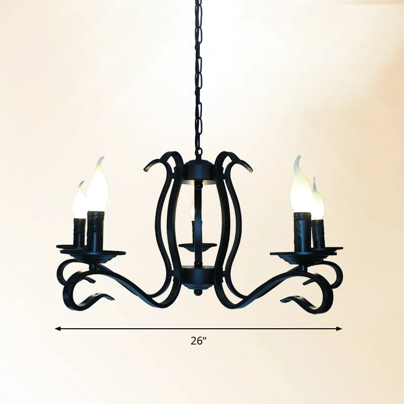 Antieke Starburst kroonluchter verlichting 5/6/8 lampen metaal zwarte afwerking hangende hanglamp voor woonkamer Clearhalo
