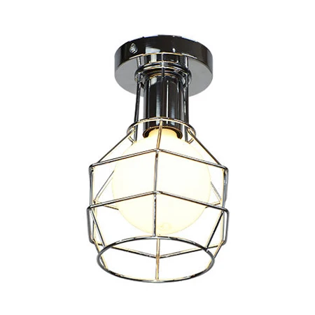 Antieke stijlvolle draadbeschermer semi-gemonteerde verlichting 1 kop smeedijzeren mini-plafondlamp wit/goud voor gang Cle...