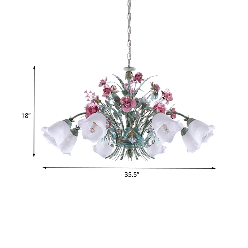 Aqua Floral kroonluchterlamp pastoraal metaal 3/5/8 hoofden woonkamer LED plafond hanglamp Clearhalo