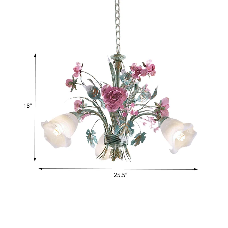 Aqua Floral kroonluchterlamp pastoraal metaal 3/5/8 hoofden woonkamer LED plafond hanglamp Clearhalo
