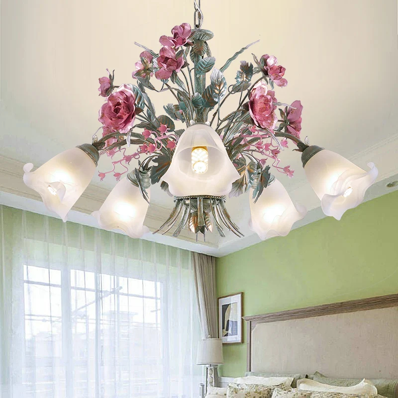 Aqua Floral kroonluchterlamp pastoraal metaal 3/5/8 hoofden woonkamer LED plafond hanglamp Clearhalo