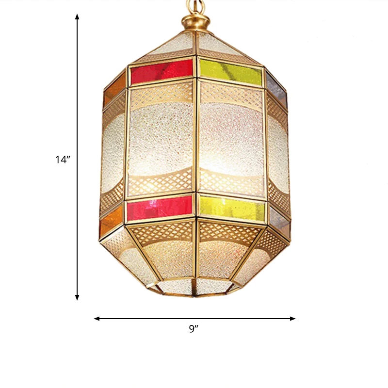 Arabische achthoekige hanglamp van metaal, 1 lamp, plafondhanglamp van messing met verstelbare ketting Clearhalo