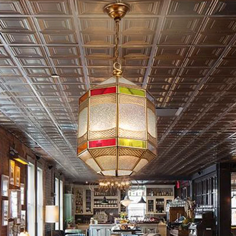 Arabische achthoekige hanglamp van metaal, 1 lamp, plafondhanglamp van messing met verstelbare ketting Clearhalo