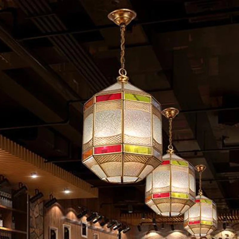 Arabische achthoekige hanglamp van metaal, 1 lamp, plafondhanglamp van messing met verstelbare ketting Clearhalo
