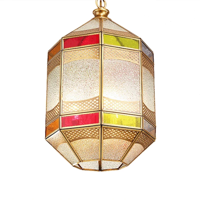 Arabische achthoekige hanglamp van metaal, 1 lamp, plafondhanglamp van messing met verstelbare ketting Clearhalo