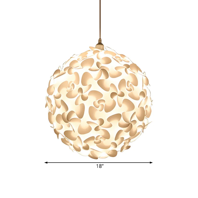 Art Deco 1-lichts hanglamp met kunststof kap Witte bol hangende plafondlamp, 18"/23,5" W Clearhalo