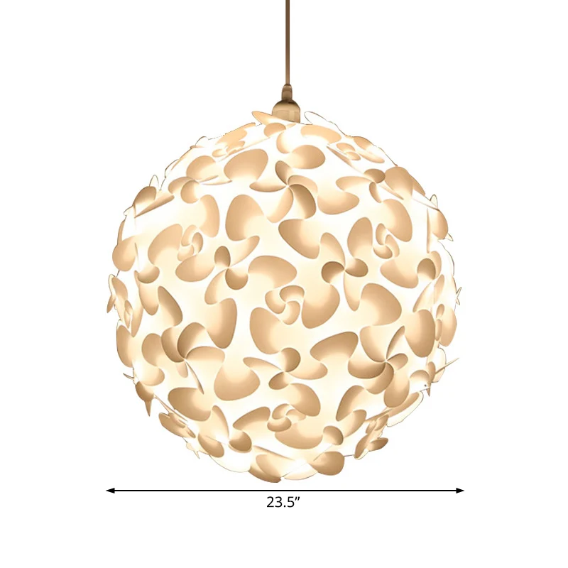 Art Deco 1-lichts hanglamp met kunststof kap Witte bol hangende plafondlamp, 18"/23,5" W Clearhalo