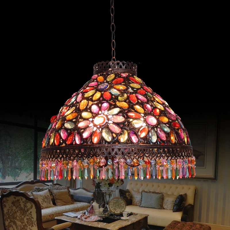 Art Deco Bowl Kroonluchter Licht 3 Lampen Metalen Plafondlamp Roest voor Woonkamer Clearhalo