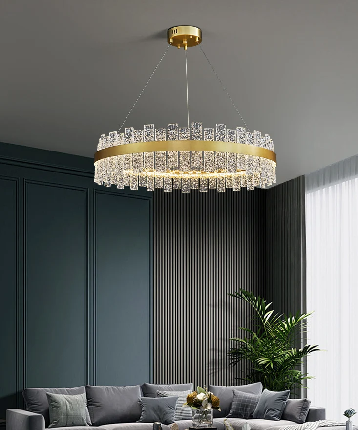 Art Deco Kroonluchter Goud Metaal Kristal Ronde LED Hanglamp Beste verlichting voor woonkamer Clearhalo
