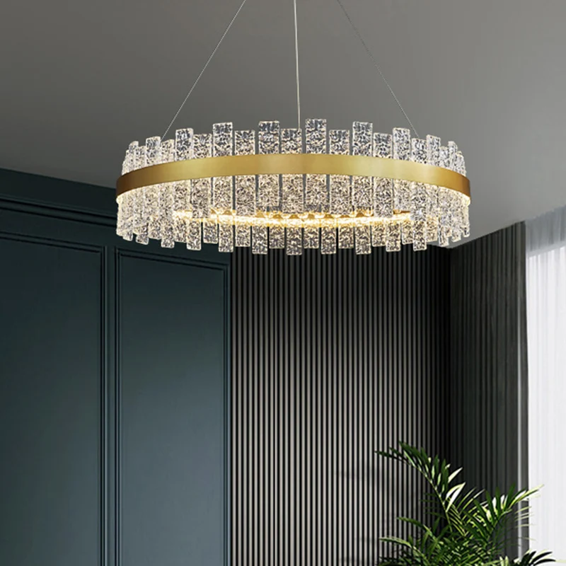 Art Deco Kroonluchter Goud Metaal Kristal Ronde LED Hanglamp Beste verlichting voor woonkamer Clearhalo
