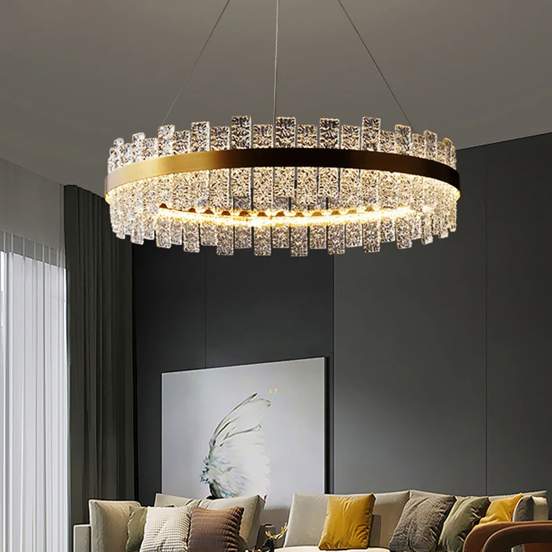 Art Deco Kroonluchter Goud Metaal Kristal Ronde LED Hanglamp Beste verlichting voor woonkamer Clearhalo
