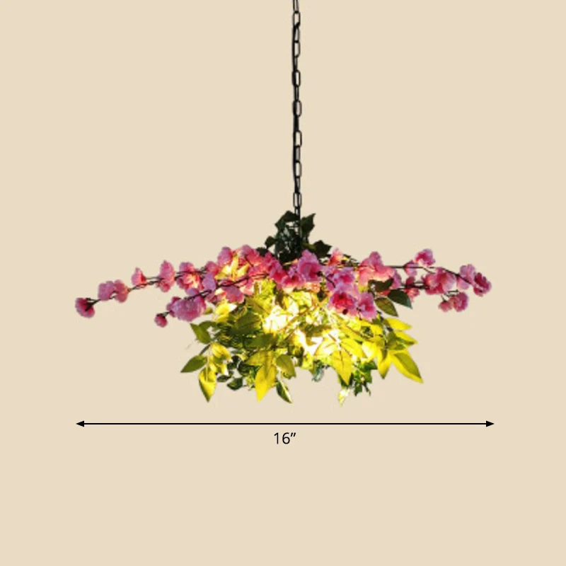 Art Deco kunstbloem hanglamp, metalen hanglamp met één lamp en kooi Clearhalo