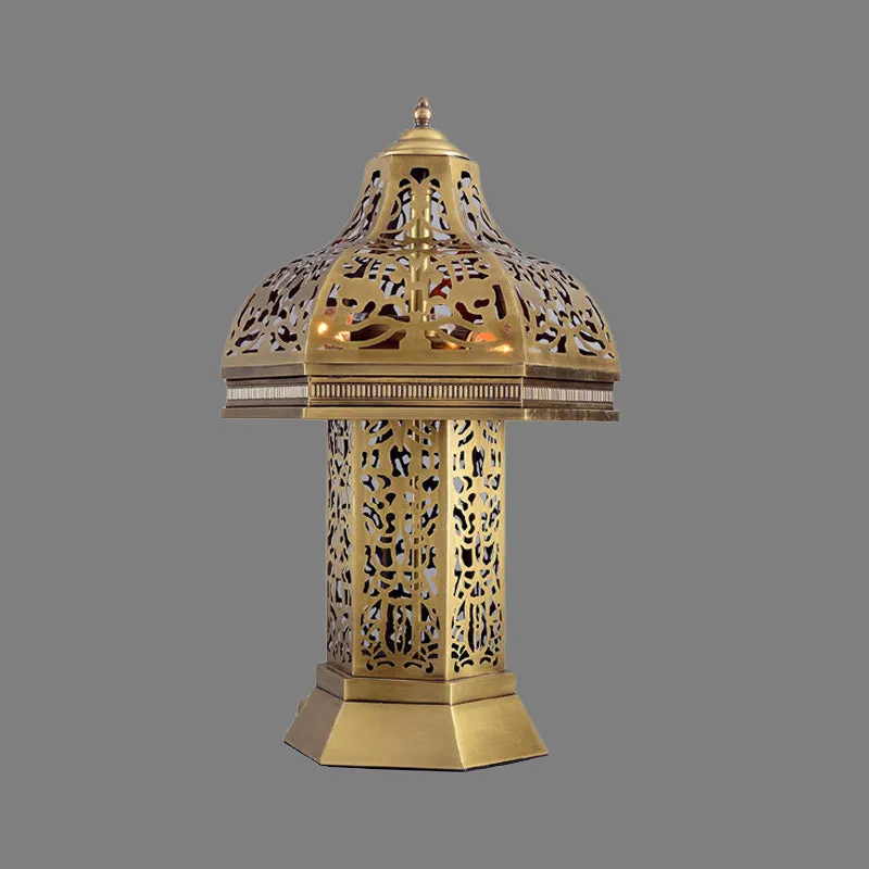 Art Deco Mushroom Task Light 3-lampen metalen nachttafellamp messing voor slaapkamer Clearhalo