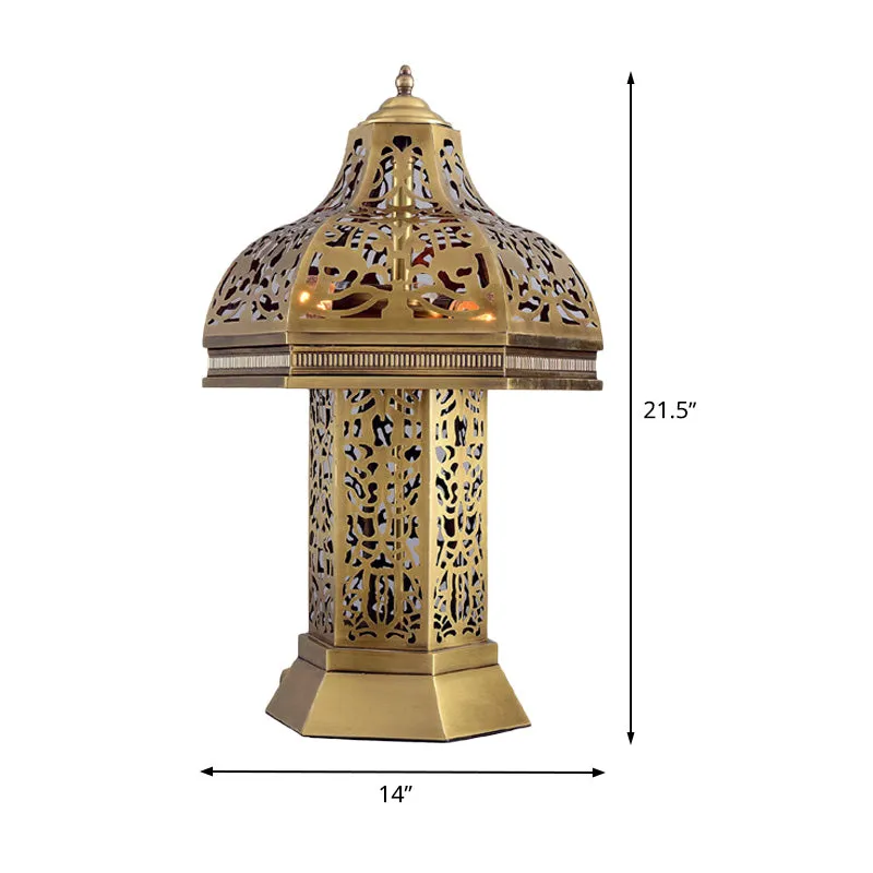 Art Deco Mushroom Task Light 3-lampen metalen nachttafellamp messing voor slaapkamer Clearhalo
