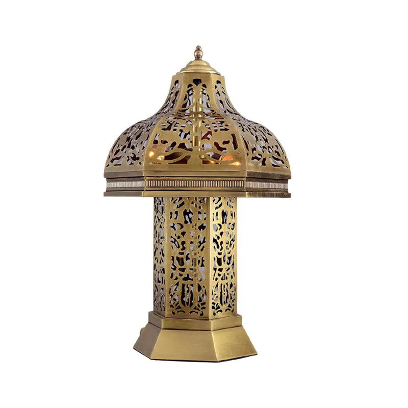 Art Deco Mushroom Task Light 3-lampen metalen nachttafellamp messing voor slaapkamer Clearhalo