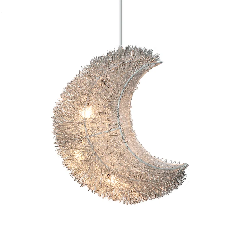 Art Decor Crescent hanglamp 3-lamps aluminium LED-plafondverlichting voor slaapkamer zilver Clearhalo