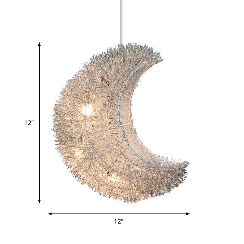 Art Decor Crescent hanglamp 3-lamps aluminium LED-plafondverlichting voor slaapkamer zilver Clearhalo