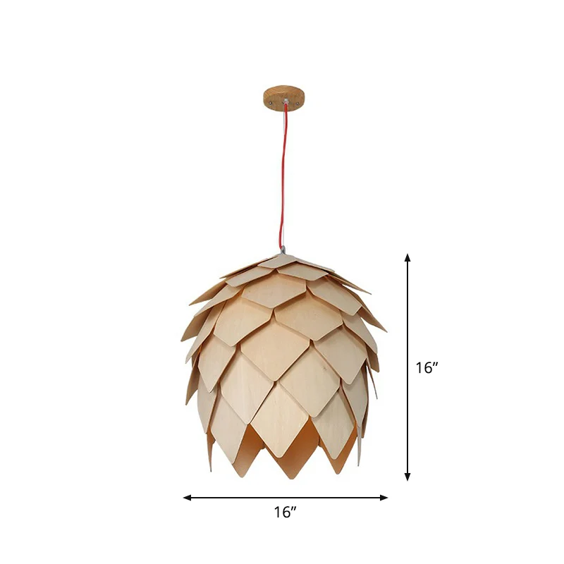 Artisjokvormige hanglamp Noordse houten 1-kops restaurant hanglamp Clearhalo