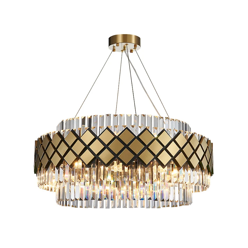Artistieke ronde ophangverlichting Helder kristallen woonkamerkroonluchterlicht goud Clearhalo