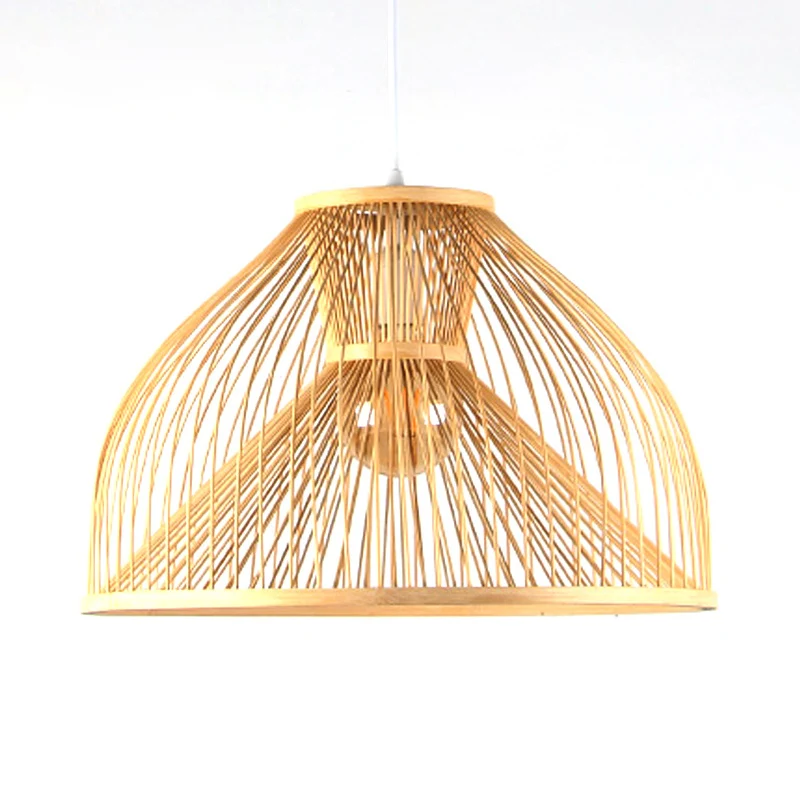 Aziatisch stijlvol 1-lichts plafondarmatuur met bamboe kap beige peervormige hanglamp voor eetkamer Clearhalo