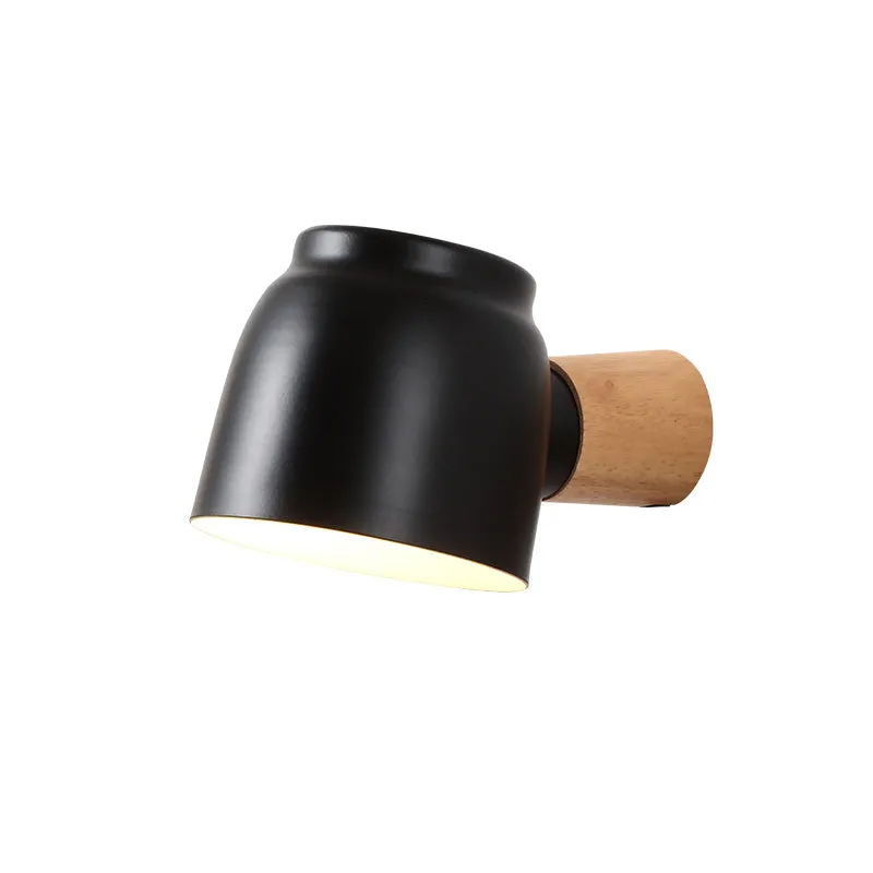 Aziatische Dome Sconce Light Houten 1-slaapkamer wandverlichtingsarmatuur zwart Clearhalo