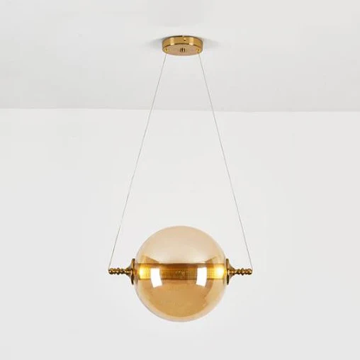 Bal hanglamp post-modernistisch amber/rook/bruin glas 1 licht slaapkamer led plafond opgehangen armatuur Clearhalo
