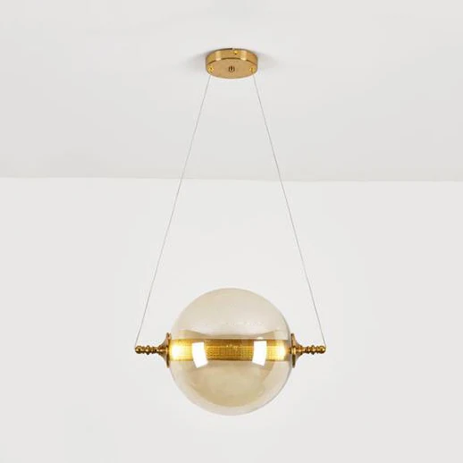 Bal hanglamp post-modernistisch amber/rook/bruin glas 1 licht slaapkamer led plafond opgehangen armatuur Clearhalo