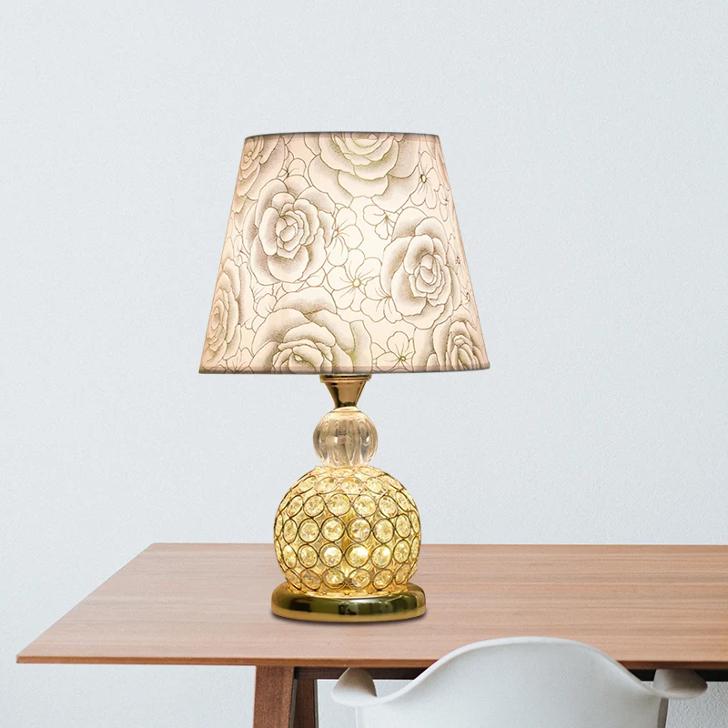 Bal Slaapkamer Tafellamp Modern Kristal Ingebed 1 Lamp Goud/Zilver/Rood Nachtkastje Lamp met Geometrische/Pioenroos/Hartmo...