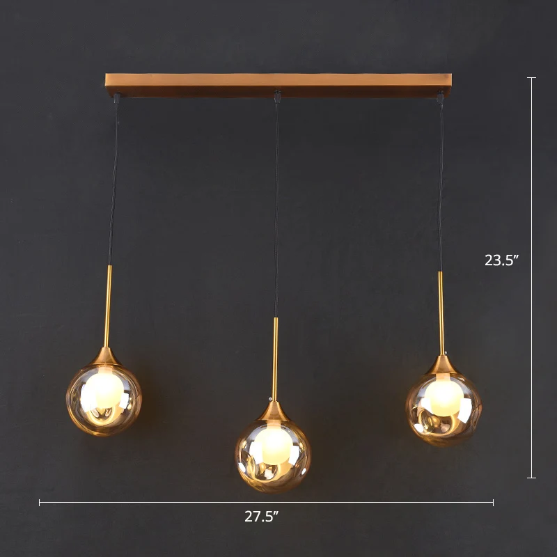 Ball Down Lighting Hanglamp Minimalisme Glas 3-koppige eetkamer Meerdere hanglampen Clearhalo