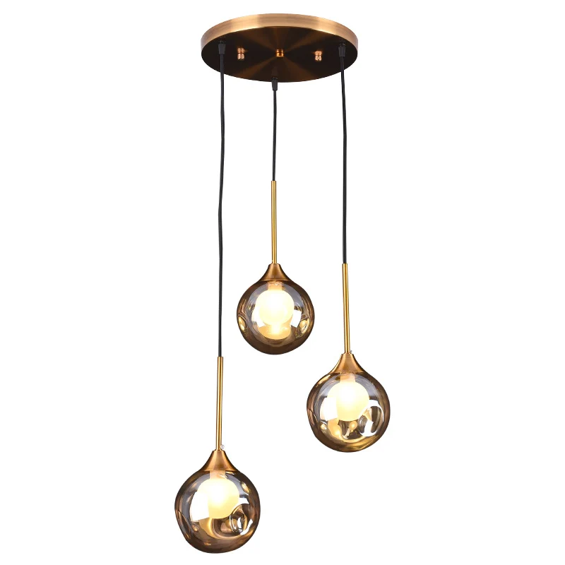 Ball Down Lighting Hanglamp Minimalisme Glas 3-koppige eetkamer Meerdere hanglampen Clearhalo