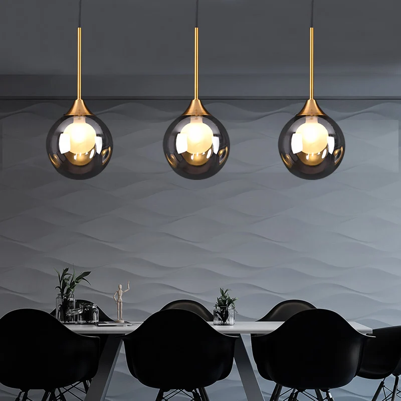 Ball Down Lighting Hanglamp Minimalisme Glas 3-koppige eetkamer Meerdere hanglampen Clearhalo