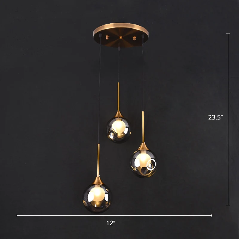 Ball Down Lighting Hanglamp Minimalisme Glas 3-koppige eetkamer Meerdere hanglampen Clearhalo