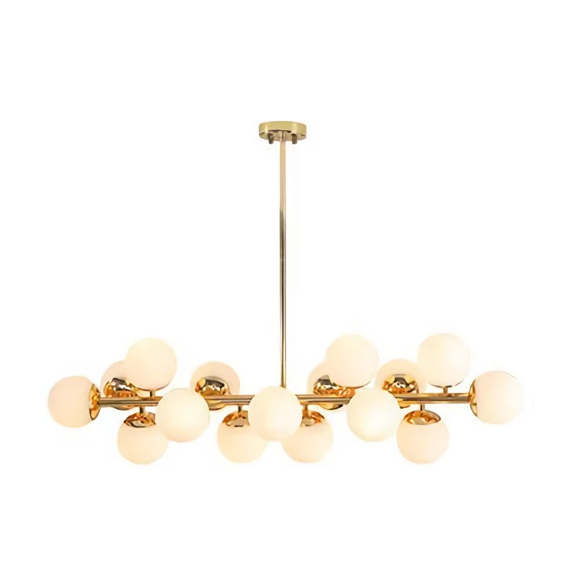 Ball Eetkamer Hanglamp Kit Crème Glas Hedendaagse Kroonluchter Verlichtingsarmatuur goud Clearhalo