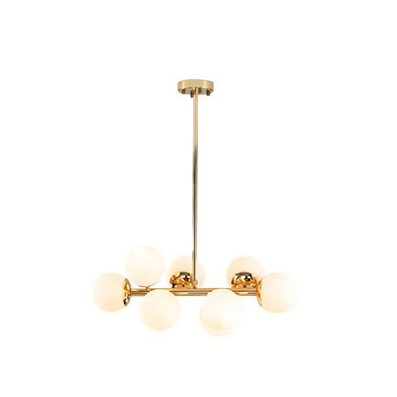 Ball Eetkamer Hanglamp Kit Crème Glas Hedendaagse Kroonluchter Verlichtingsarmatuur goud Clearhalo