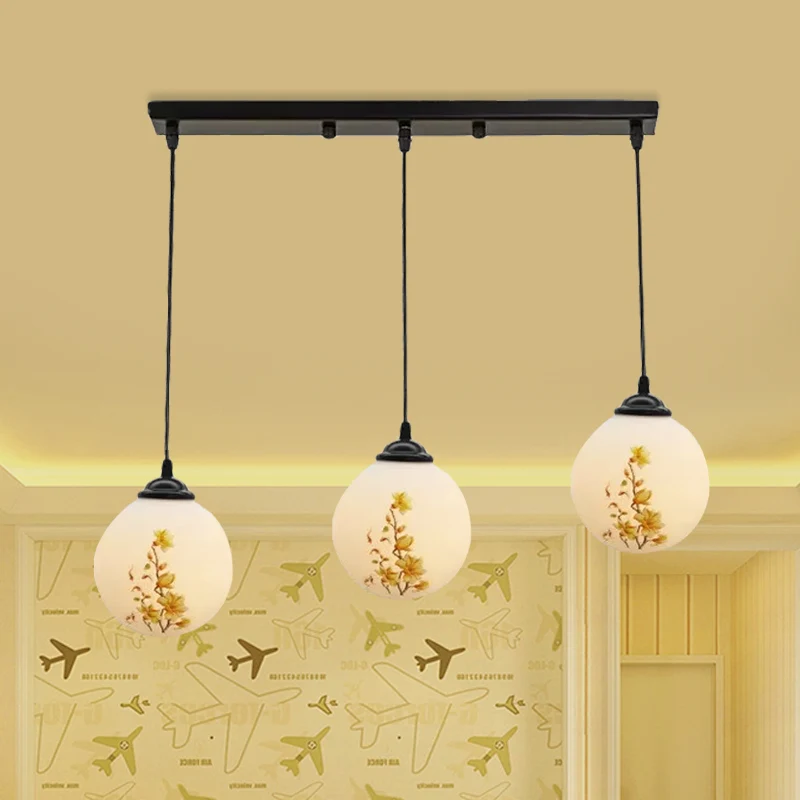 Ball Frosted White Glass Multi Light Hanglamp Minimalistisch 3 Lampen Eetkamer Hanglamp met lineaire/ronde luifel en bloem...
