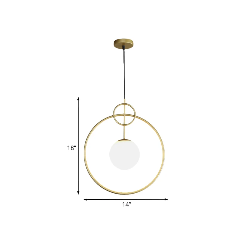 Ball hanglamp postmodern melkglas 1-lichts eetkamer plafondlamp met cirkels goud Clearhalo