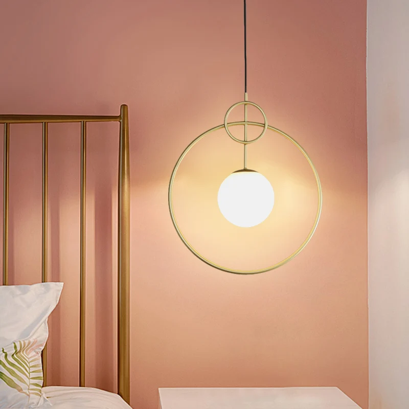 Ball hanglamp postmodern melkglas 1-lichts eetkamer plafondlamp met cirkels goud Clearhalo