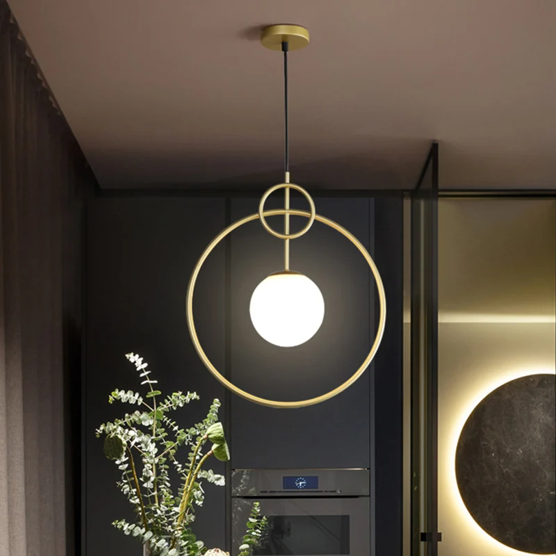 Ball hanglamp postmodern melkglas 1-lichts eetkamer plafondlamp met cirkels goud Clearhalo