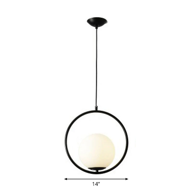 Ball Kitchen Down Lighting Hanglamp Melkachtig glas Moderne hangende plafondlamp met enkele lamp Clearhalo